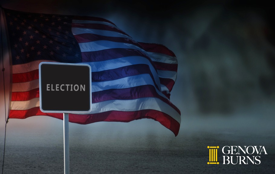 US flag with election sign
